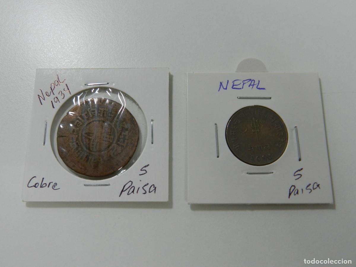 Monedas antiguas de Asia: 2 monedas de Nepal 1934 cobre