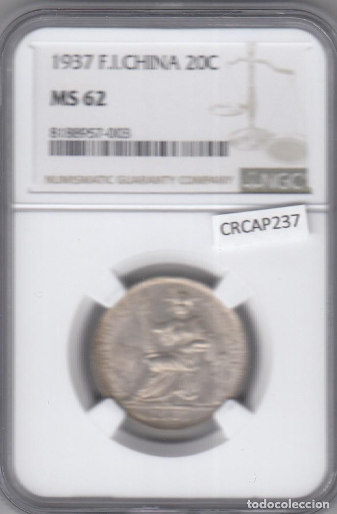 Monedas antiguas de Asia: CRCAP237 MONEDA INDOCHINA FRANCESA 20 CENTIMOS 1937 MS62