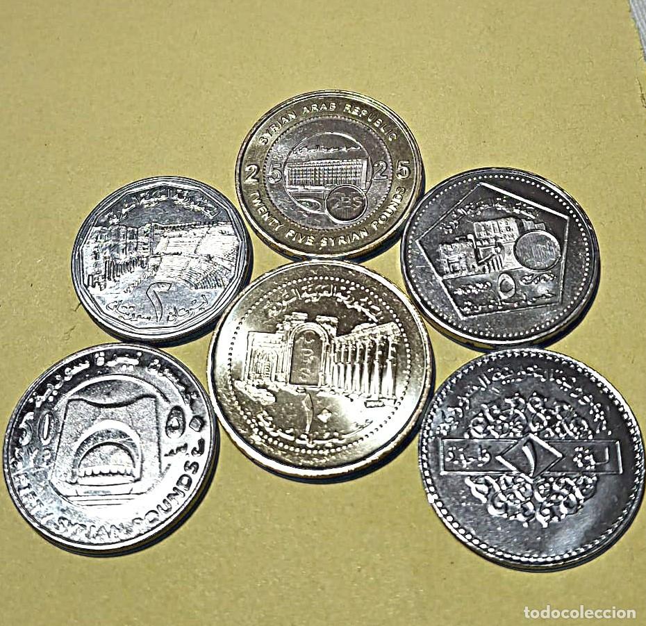 Monedas antiguas de Asia: Siria, Set de 6 monedas: 1, 2, 5, 10, 25 y 50 Libras, Km#125-133./ Sin Circular