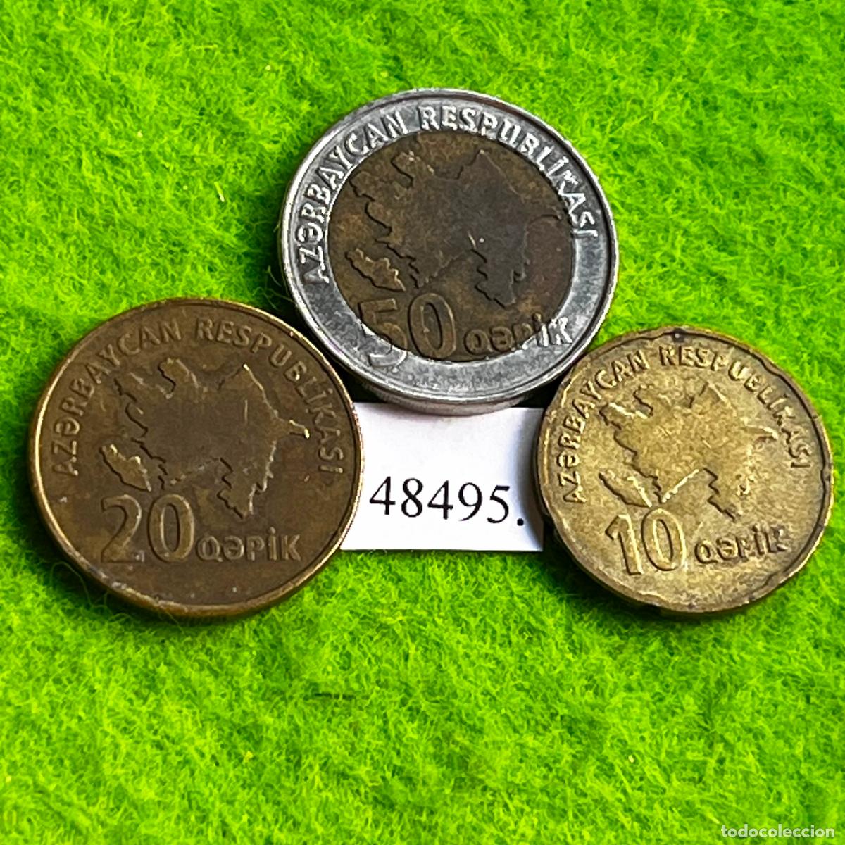 Monedas antiguas de Asia: Lote 3 monedas 1, 20 y 50 qəpik de Azerbaiy&aacute;n , 48495