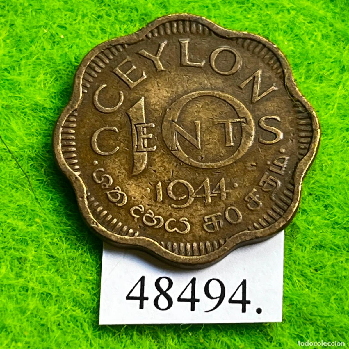 Monedas antiguas de Asia: Ceylon 10 c&eacute;ntimos 1944, Ceylan