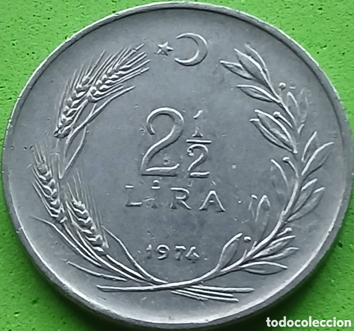 Monedas antiguas de Asia: Turqu&iacute;a 2&frac12; liras 1974 km#893.2