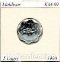 Monedas antiguas de Asia: MALDIVES 1990, 5 LAARI, KM-69. EBC