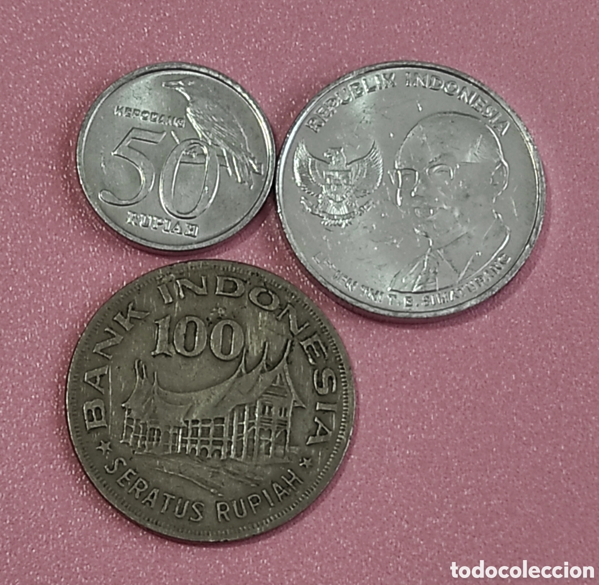 Monedas antiguas de Asia: INDONESIA LOTE OFERTA 3 MONEDAS 500 100 50 RUPIAS