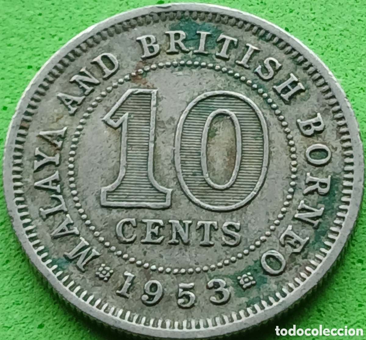 Monedas antiguas de Asia: Malaya y Borneo Brit&aacute;nico 10 cents 1953 km#2