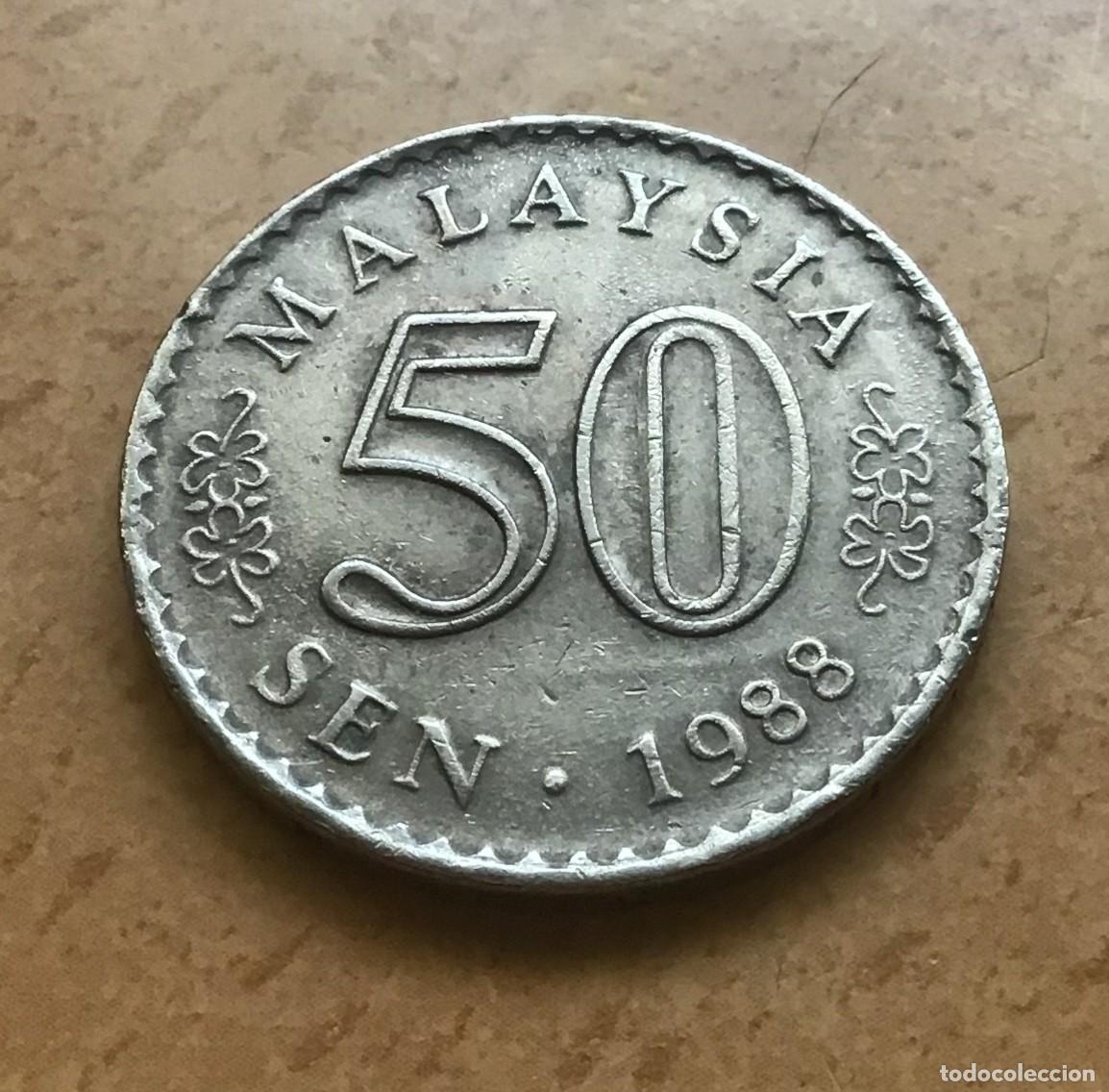 Monedas antiguas de Asia: 50 sen de Malasia. A&ntilde;o 1988