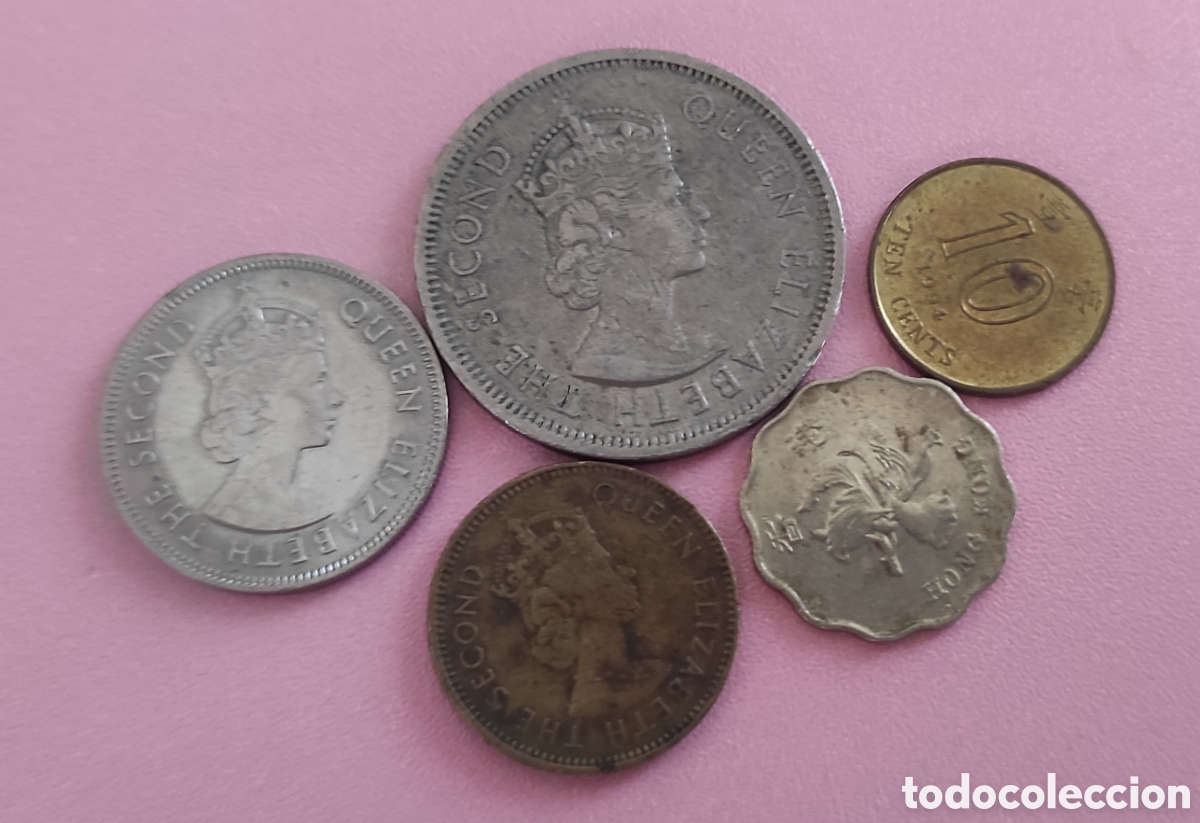 Monedas antiguas de Asia: HONG KONG LOTE MONEDAS OFERTA 5 MONEDAS, 1 DOLAR, 50 CENTS, 20 CENTS Y 2 DE 10 CENTS