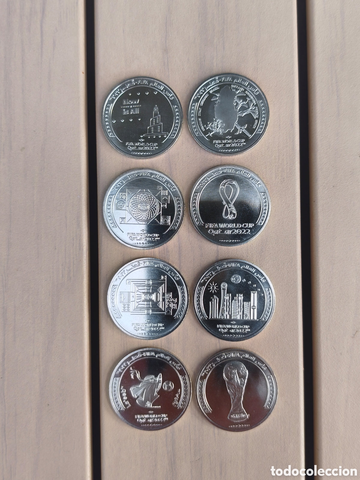 Monedas antiguas de Asia: Lote 8 monedas 1 riyal Qatar Copa Mundial FIFA 2022