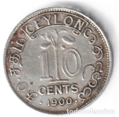 Monedas antiguas de Asia: Ceil&aacute;n 10 cents 1900 Plata KM# 94