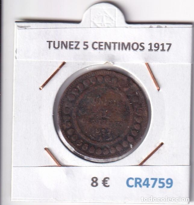 Monedas antiguas de Asia: CR4759 MONEDA TUNEZ 5 CENTIMOS 1917