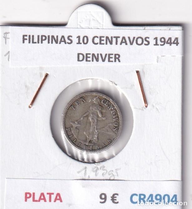 Monedas antiguas de Asia: CR4904 MONEDA FILIPINAS 10 CENTAVOS 1944 DENVER PLATA