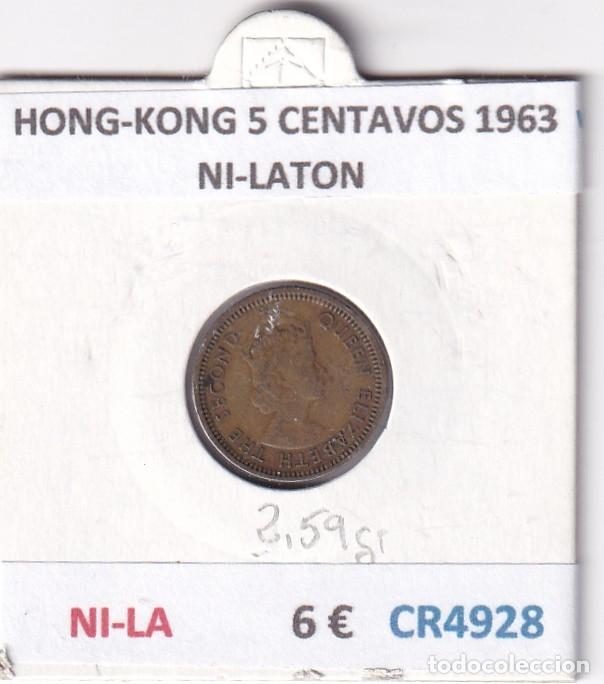 Monedas antiguas de Asia: CR4928 MONEDA HONG-KONG 5 CENTAVOS 1963 NI-LATON