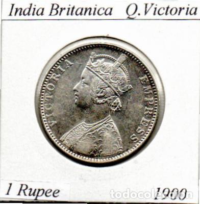 Monedas antiguas de Asia: INDIA BRITANICA 1900, 1 RUPEE, KM-492, QUEEN VISTORIA, AG, 11,66 GR, 917/1000 , SC, 2 FOTOS