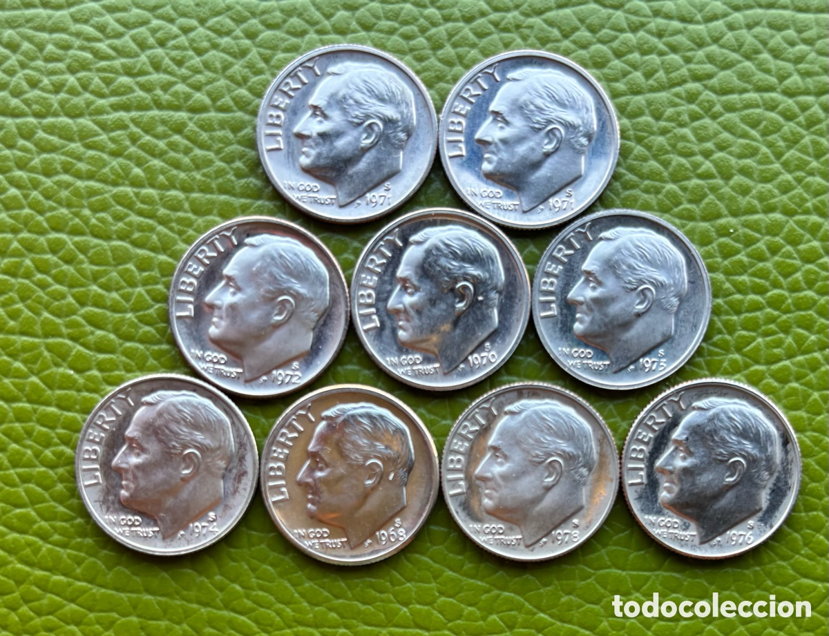 Monedas antiguas de Asia: ESTADOS UNIDOS. LOTE DE 7 MONEDAS DIFERENTES DE UN DIME. (S). SC.