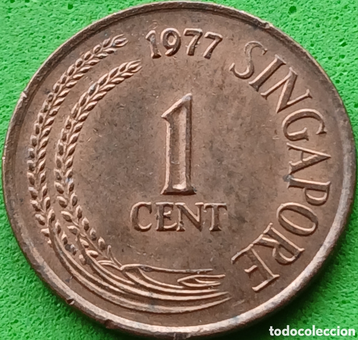 Monedas antiguas de Asia: Singapur 1 cent 1977 km#1a magn&eacute;tica