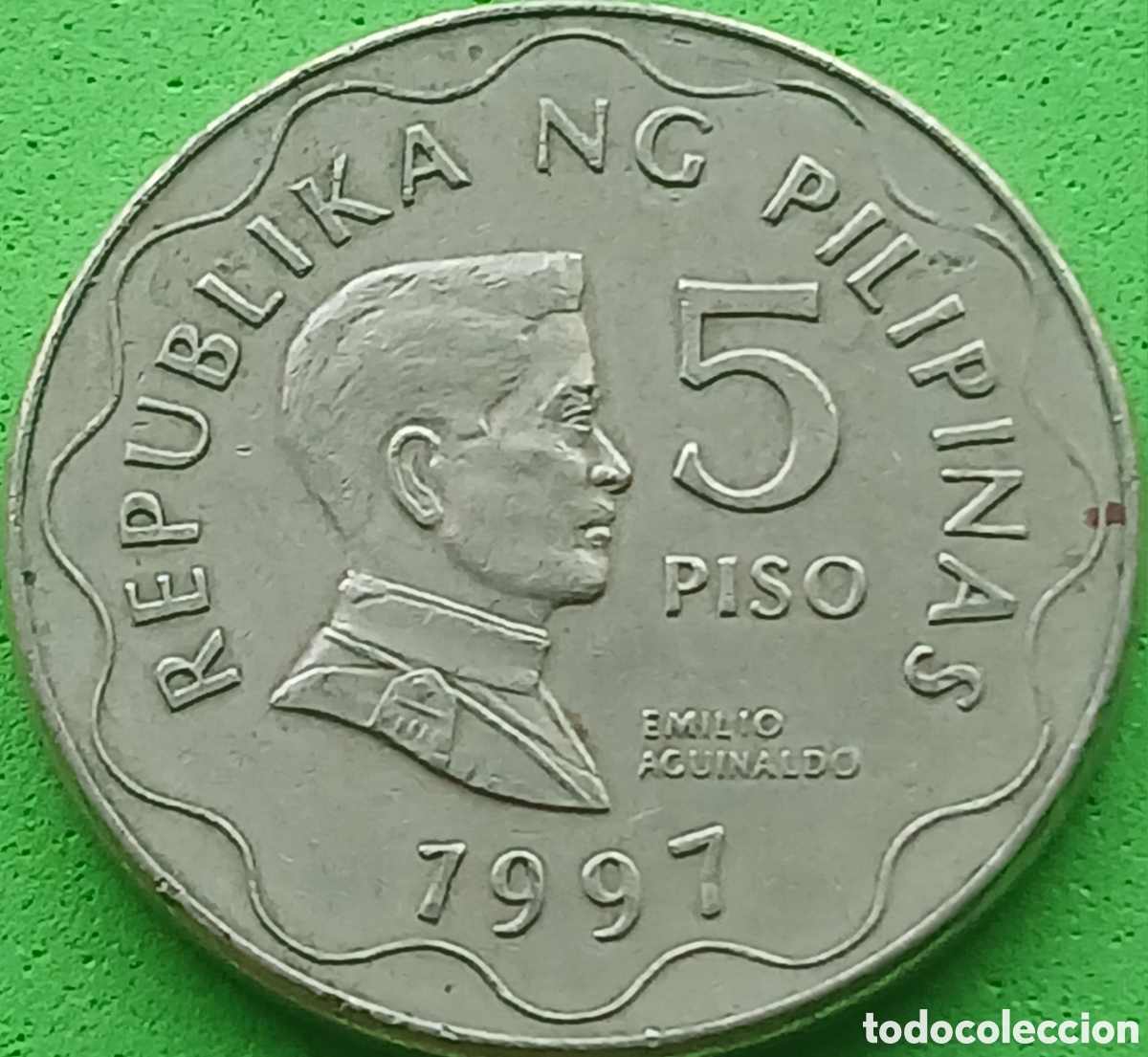 Monedas antiguas de Asia: Filipinas 5 pesos 1997 km#272 sin marca de ceca