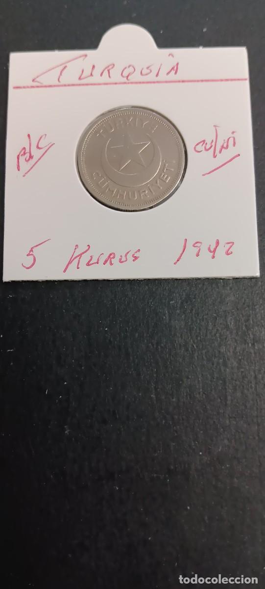 Monedas antiguas de Asia: TURQUIA 5 KURUS 1942 BC KM=862 (CUPRONIQUEL)