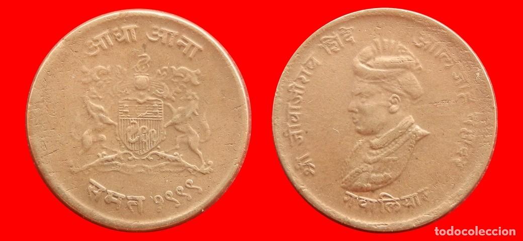 Monedas antiguas de Asia: 1/2 ANNA 1929 GWALIOR INDIA-154076