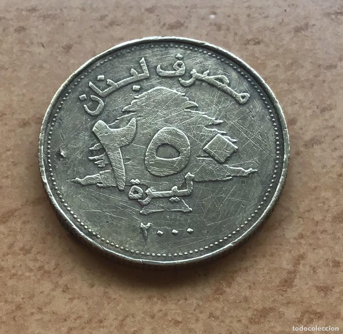 Monedas antiguas de Asia: 250 libras de L&iacute;bano. A&ntilde;o 2000