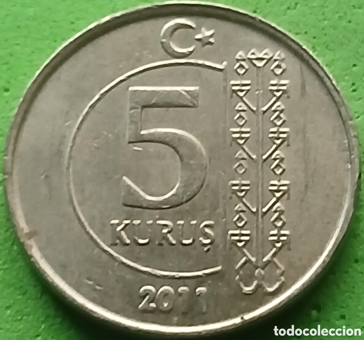 Monedas antiguas de Asia: Turqu&iacute;a 5 kurus 2011 km#1240