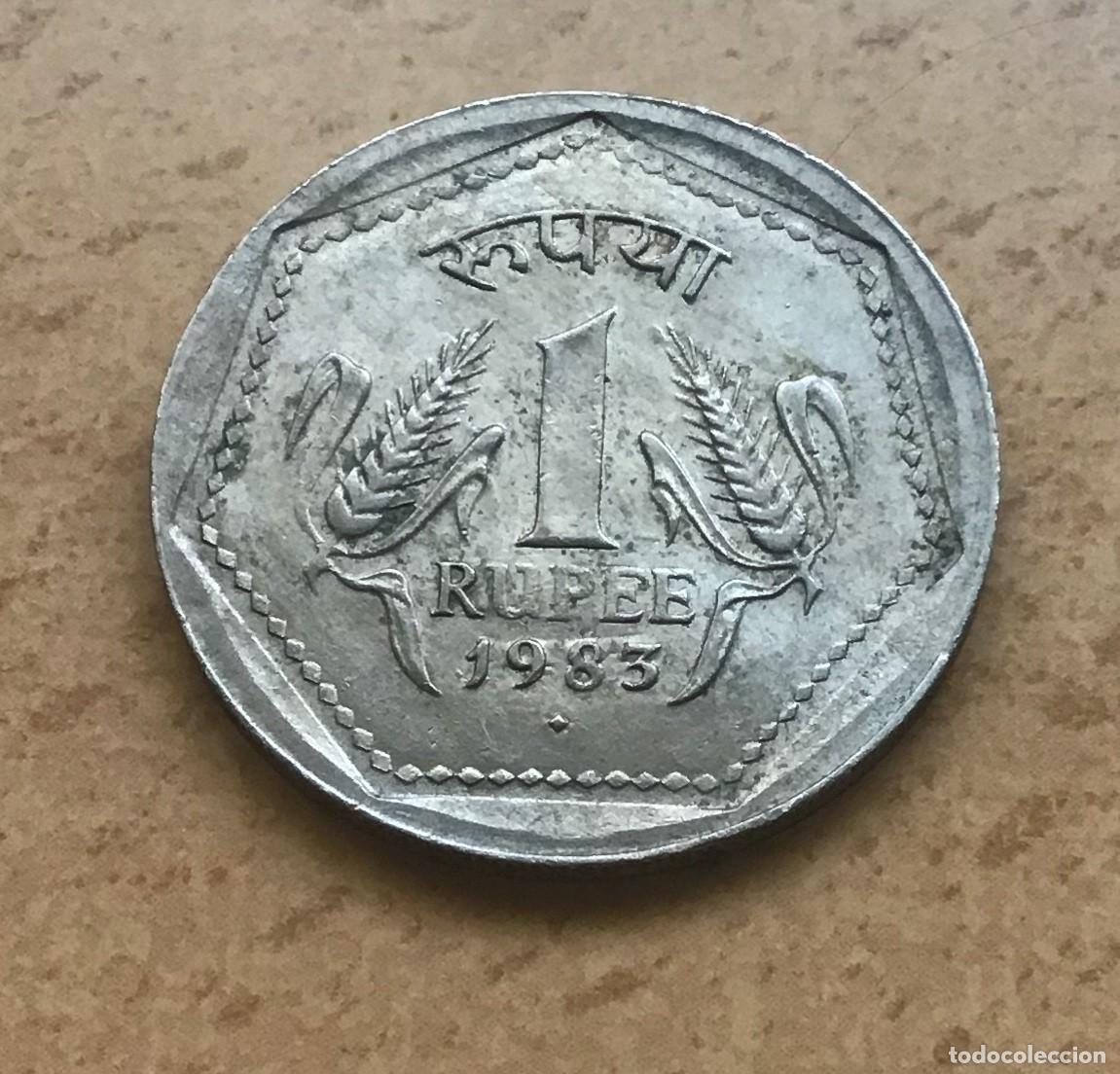 Monedas antiguas de Asia: 1 rupia de India. A&ntilde;o 1983. Ceca de Bombay