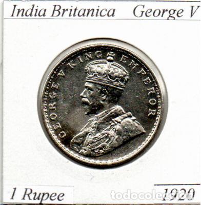 Monedas antiguas de Asia: INDIA BRITANICA 1920, 1 RUPEE, KM-524, GEORGE V, AG, 11,66 GR, 917/1000 , EBC, 2 FOTOS