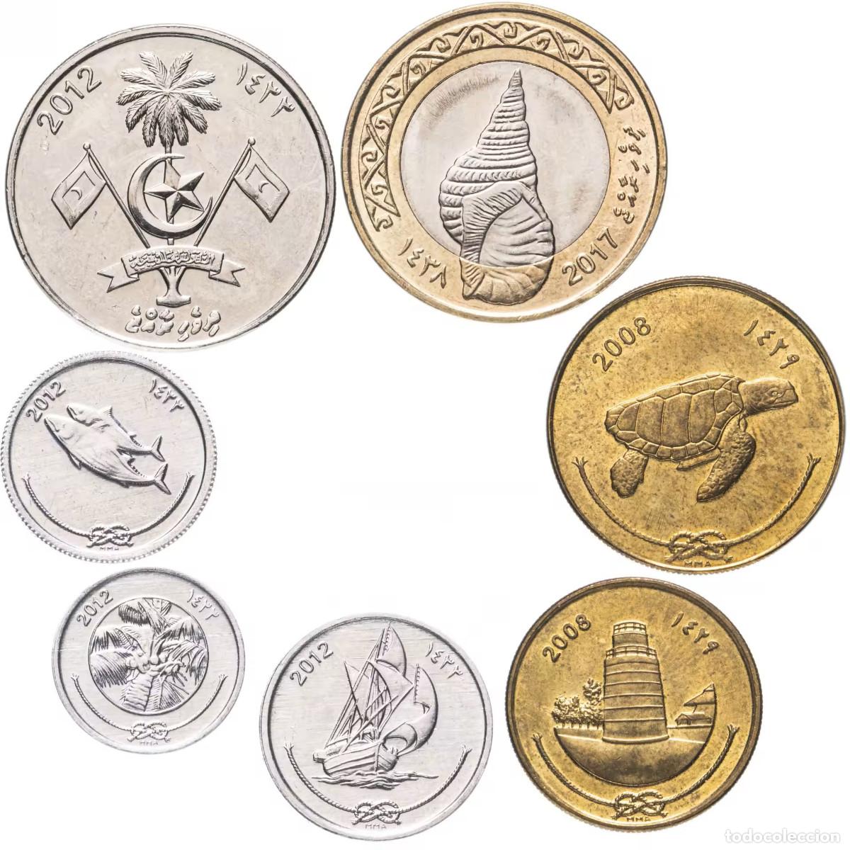 Monedas antiguas de Asia: MALDIVAS serie 6 monedas acu&ntilde;adas entre el a&ntilde;o 2008 y 2017