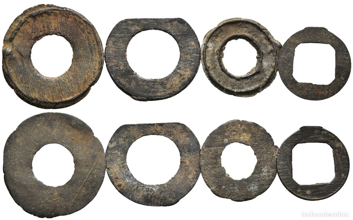 Monedas antiguas de Asia: *** LOTE X 4 MONEDAS DE 1 PITIS. 1700-1899. SULTANATO DE PALEMBANG, INDONESIA. ***