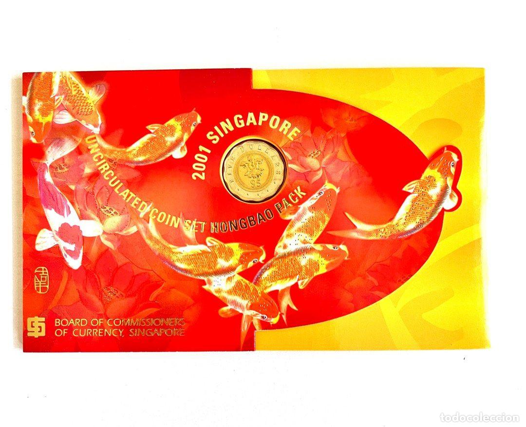 Monedas antiguas de Asia: SINGAPUR 2001 set anual monedas S/C Singapore Uncirculated coin set hongbag pack