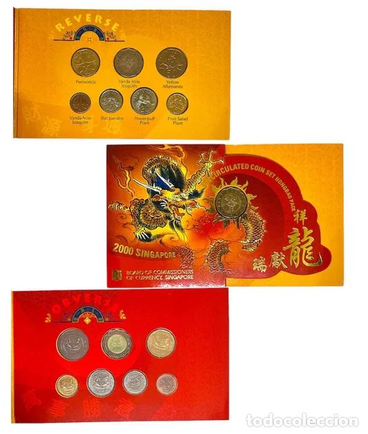 Monedas antiguas de Asia: SINGAPUR 2000 set anual monedas S/C Singapore Uncirculated coin set hongbag pack