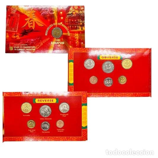 Monedas antiguas de Asia: SINGAPUR 1999 set anual monedas S/C Singapore Uncirculated coin set hongbag pack