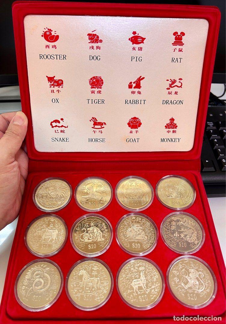 Monedas antiguas de Asia: SINGAPUR 2&ordf; serie 12 monedas 10 dollars CALENDARIO LUNAR 1993 -2004 Zodiaco
