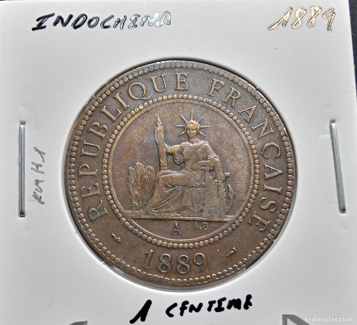 Monedas antiguas de Asia: INDOCHINA 1 C&Eacute;NTIMO / CENTIME 1889 KM#1 MBC.