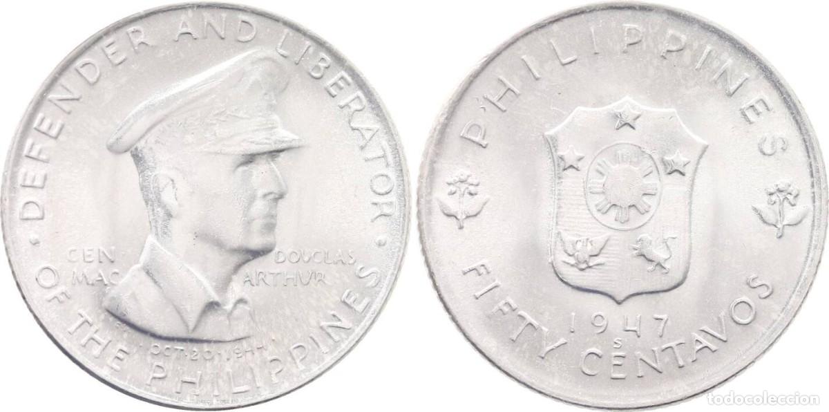 Monedas antiguas de Asia: FELIPINAS 50 CENTAVOS 1947 - Foto 1