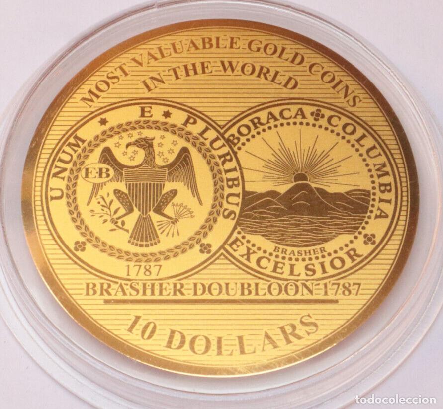 Monedas antiguas de Asia: Moneda Oro 999 Brasher Dobl&oacute;n 1787 Islas Salom&oacute;n $10 2017
