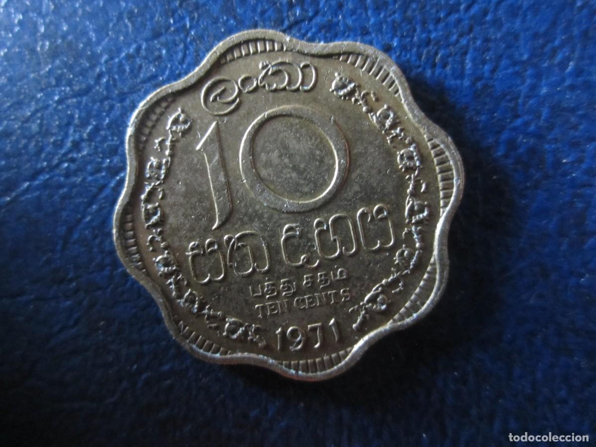 Monedas antiguas de Asia: Ceil&aacute;n 10 cents 1971 bronce aluminio