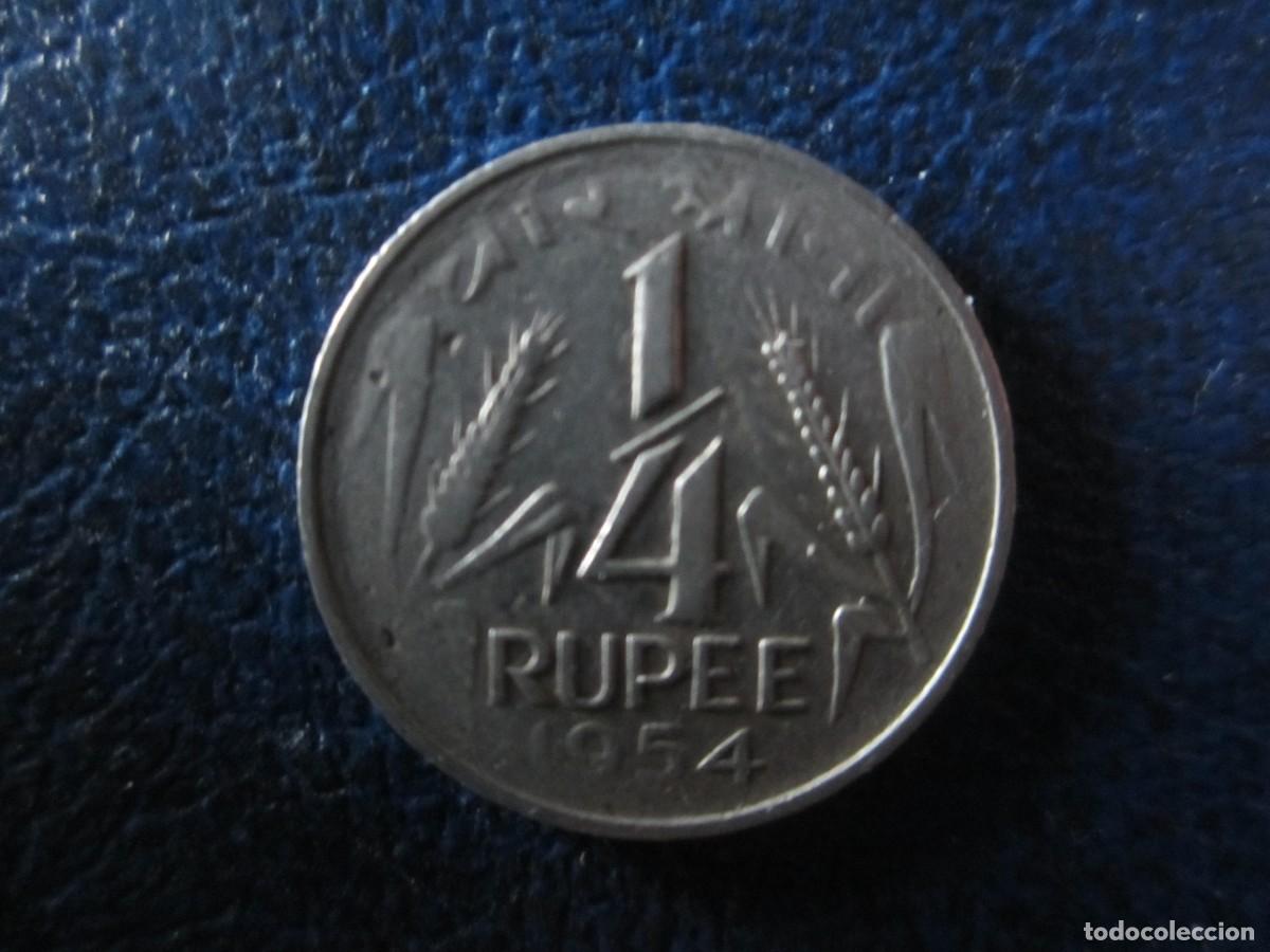 Monedas antiguas de Asia: India 1/4 Rupia 1954