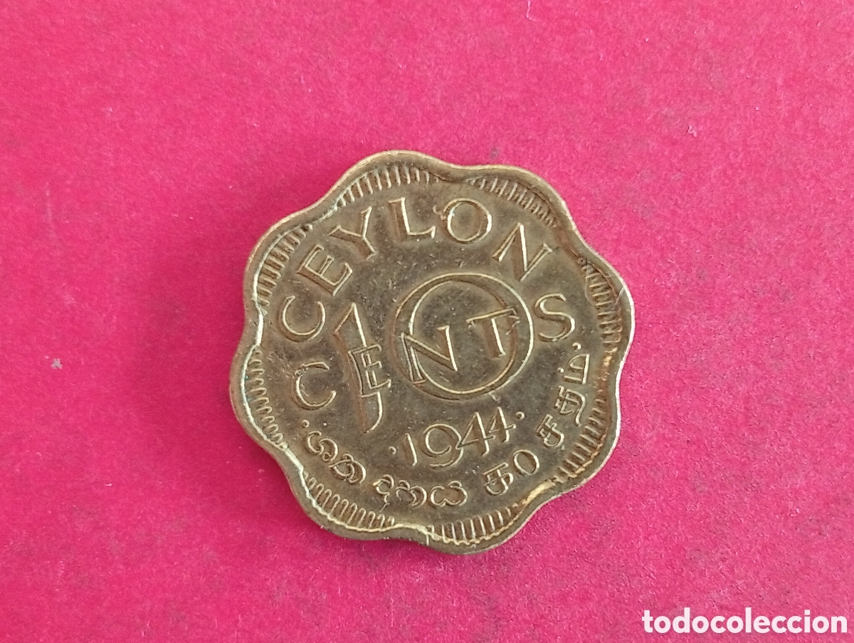 Monedas antiguas de Asia: 10 cents de Ceil&aacute;n 1944 - Foto 2