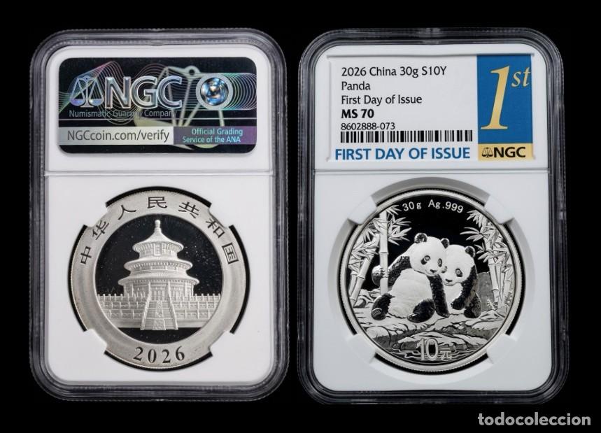 Monedas antiguas de Asia: China 10 Yuan Panda 2026 Km 2939 NGC - MS70 Plata Pura