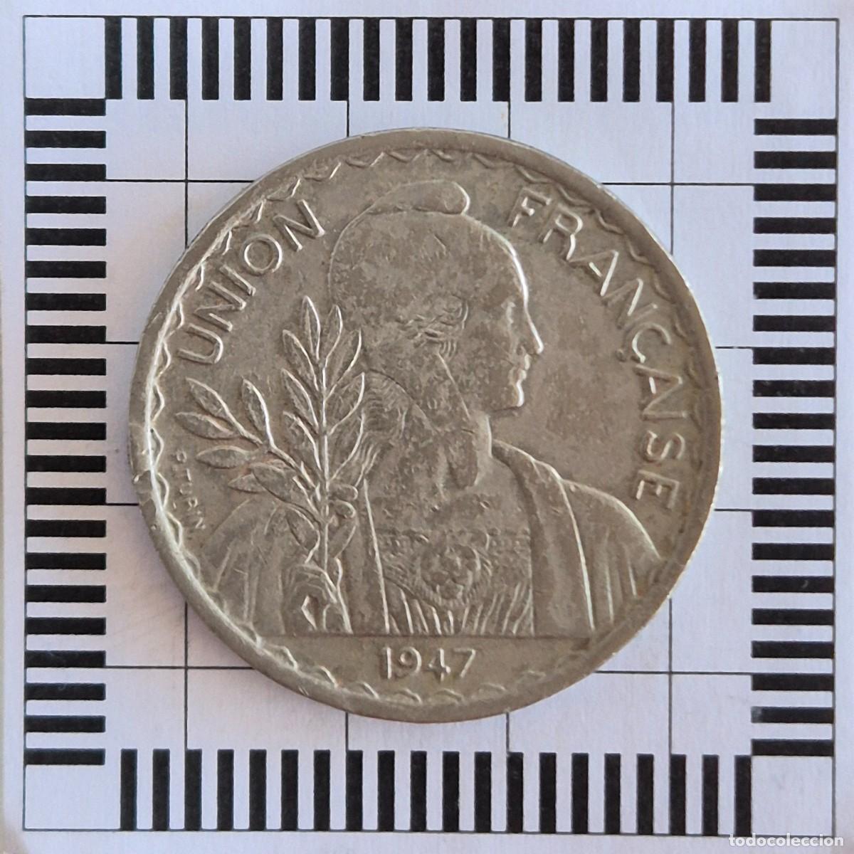 Moedas antigas da &Aacute;sia: 1 PIASTRA, INDOCHINA FRANCESA. 1947. (KM#32.2).