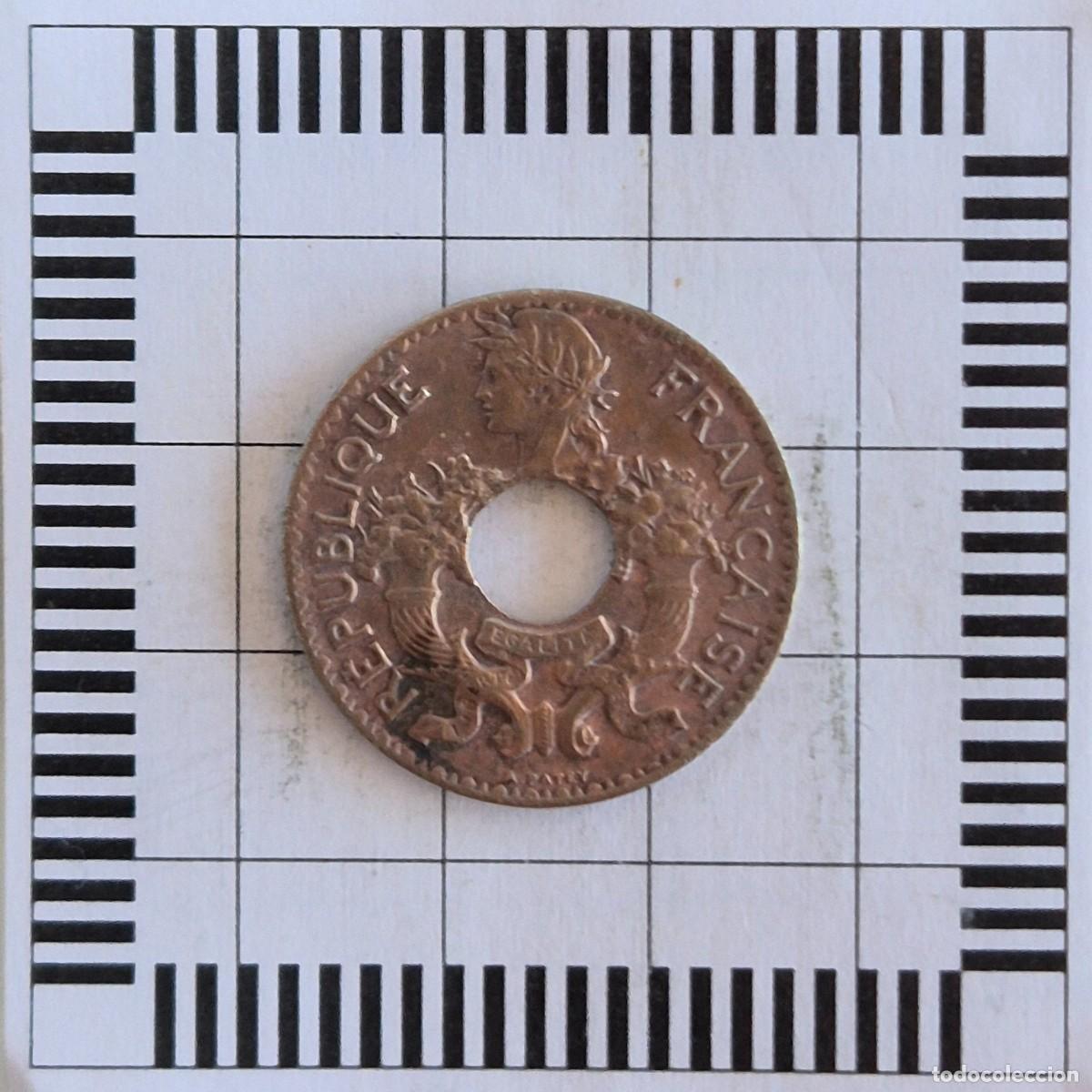 Moedas antigas da &Aacute;sia: 5 C&Eacute;NTIMOS, INDOCHINA FRANCESA. 1938. (KM#18.1a).