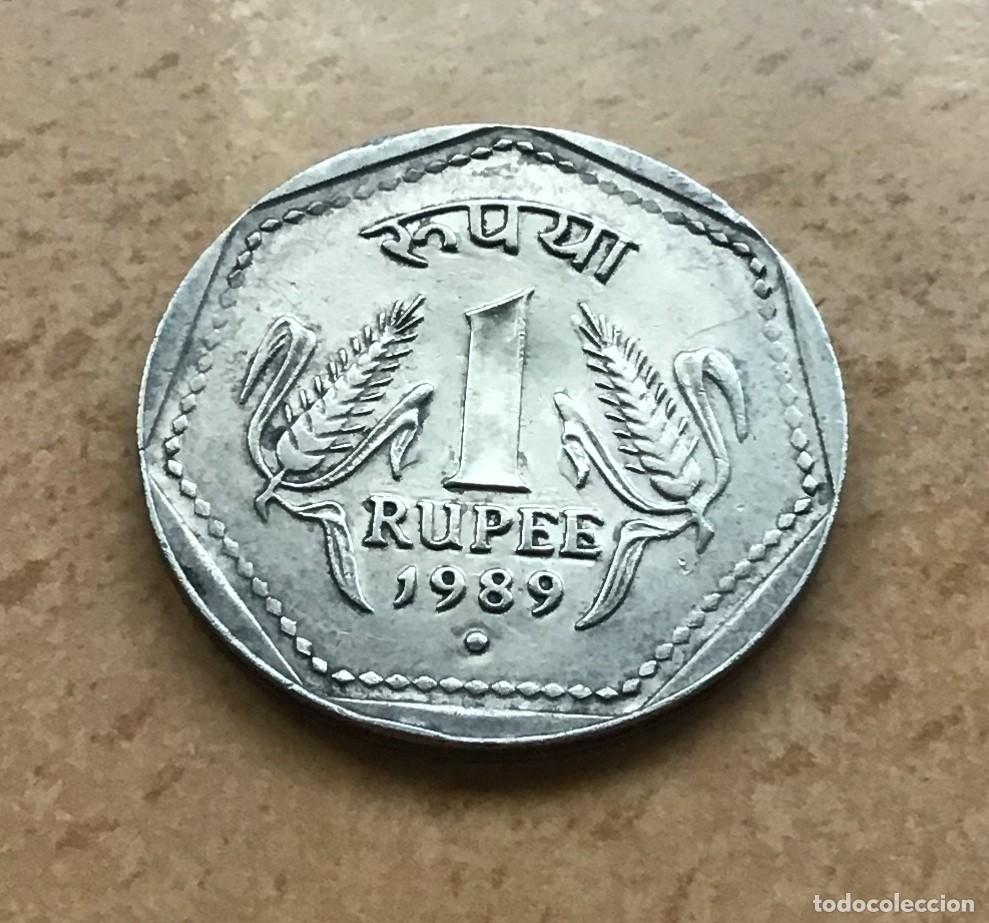 Monedas antiguas de Asia: 1 rupia de India. A&ntilde;o 1989. Ceca de Noida (O)