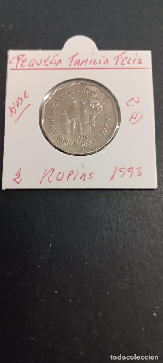 Monedas antiguas de Asia: INDIA 2 RUPIAS 1993 BC KM=124 (CUPRONIQUEL) PEQUE&Ntilde;A FAMILIA FELIZ