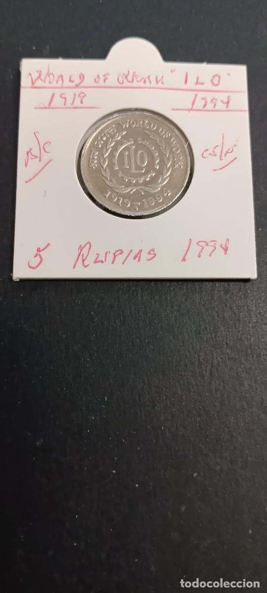 Monedas antiguas de Asia: INDIA 5 RUPIAS 1994 BC KM=155 (CUPRONIQUEL) WORLD OF WORK &rdquo;ILO&rdquo; 1919-1994
