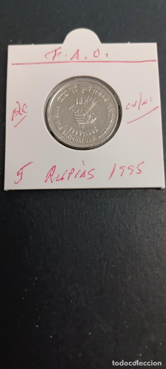 Monedas antiguas de Asia: INDIA 5 RUPIAS 1995 BC KM=157 (CUPRONIQUEL) F.A.O.