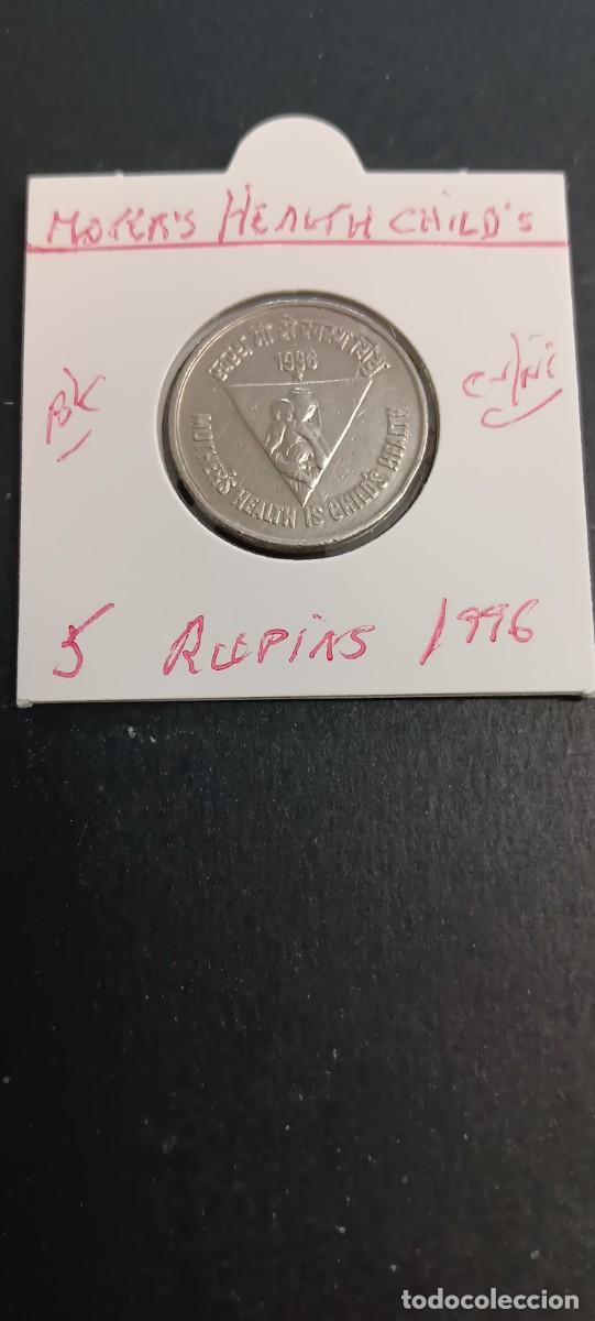 Monedas antiguas de Asia: INDIA 5 RUPIAS 1996 BC KM=159 (CUPRONIQUEL) MOTER&acute;S HEALTH CHILD&acute;S