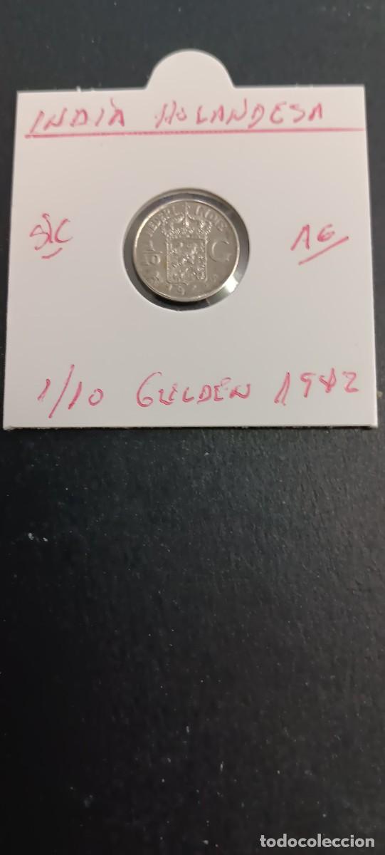 Monedas antiguas de Asia: INDIA HOLANDESA 1/10 GULDEN 1942 S/C KM=318 (PLATA)