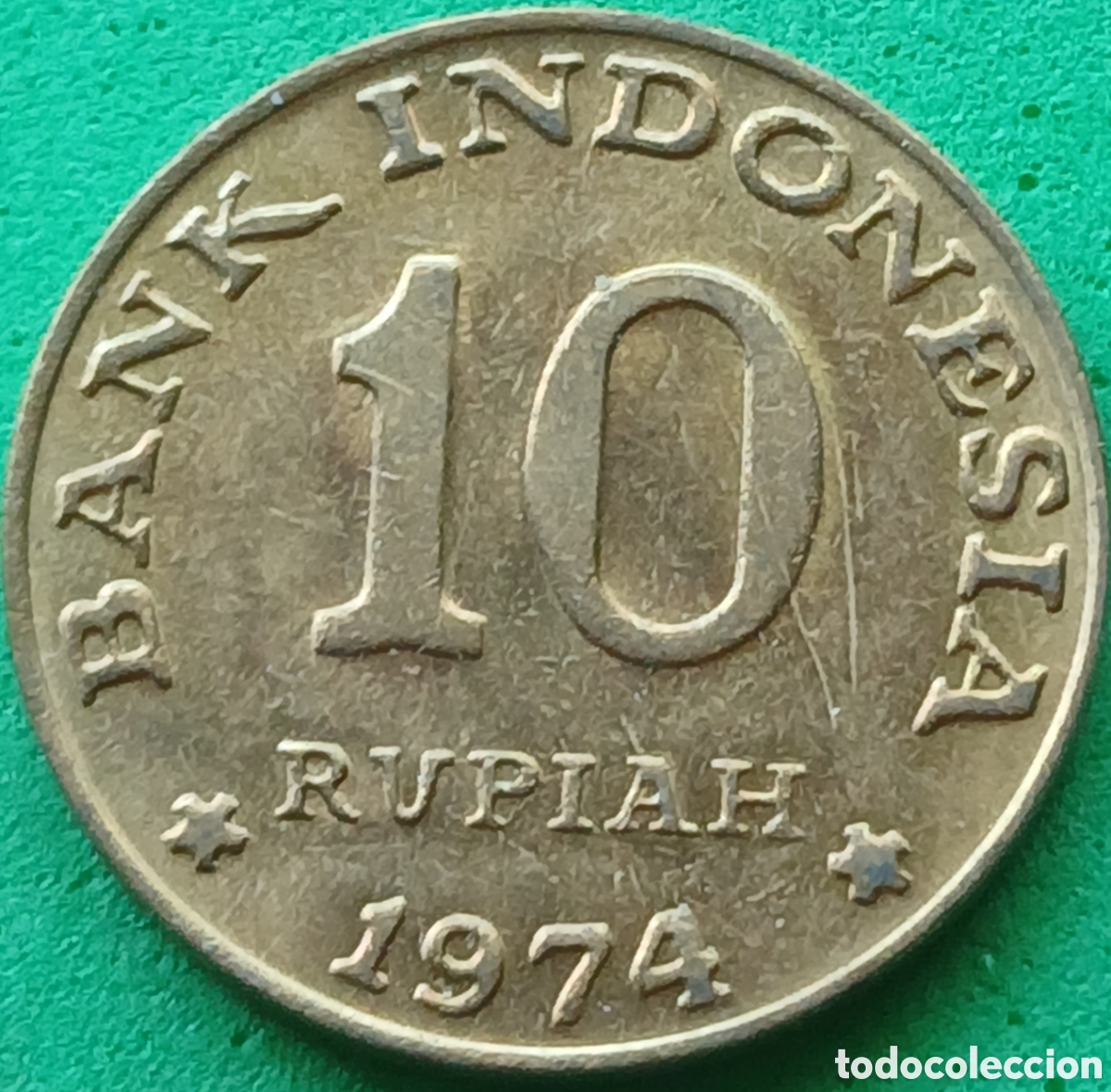 Monedas antiguas de Asia: Indonesia 10 rupias 1974 km#38 Programa Nacional de Ahorro