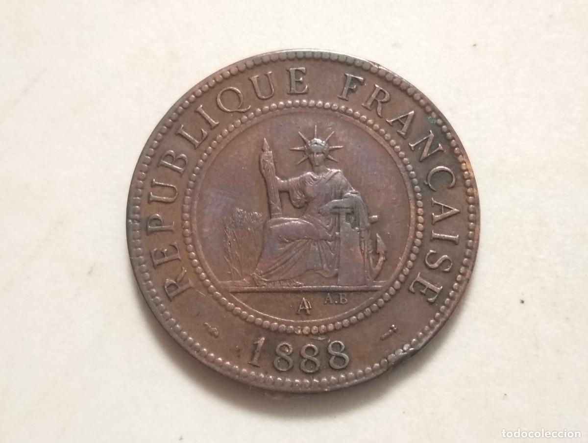 Moedas antigas da &Aacute;sia: MONEDA 1 CENTIMO DE LA INDOCHINA FRANCESA 1888, BRONCE, GRABADOR AUGUSTE BARRE