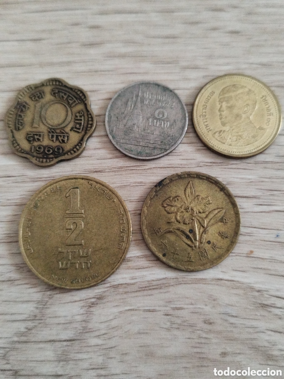 Old Coins of Asia: Lote de 5 monedas Asia